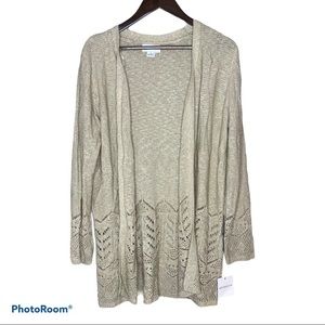 LIZ CLAIBORNE OPEN FRONT CROCHET SWEATER NWT M